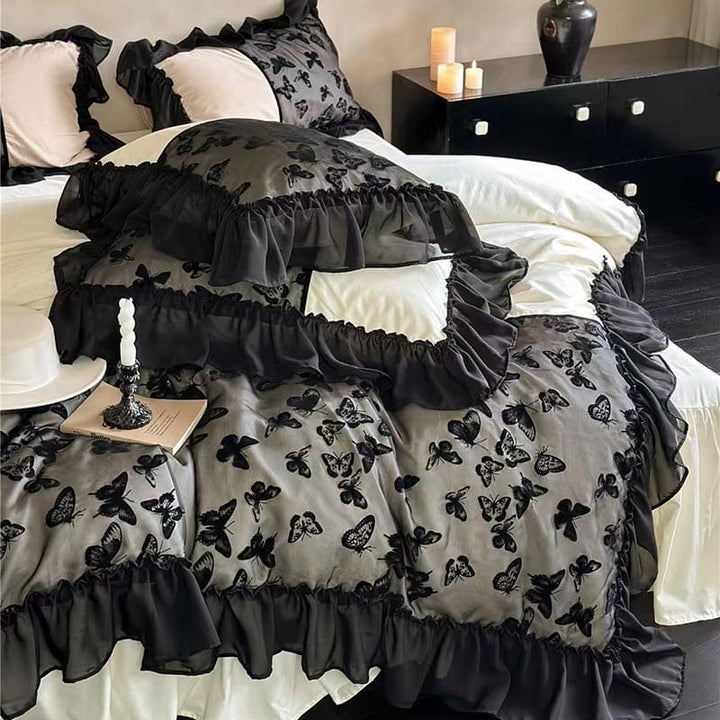 Romantic Butterfly Embroidery Bedding Set