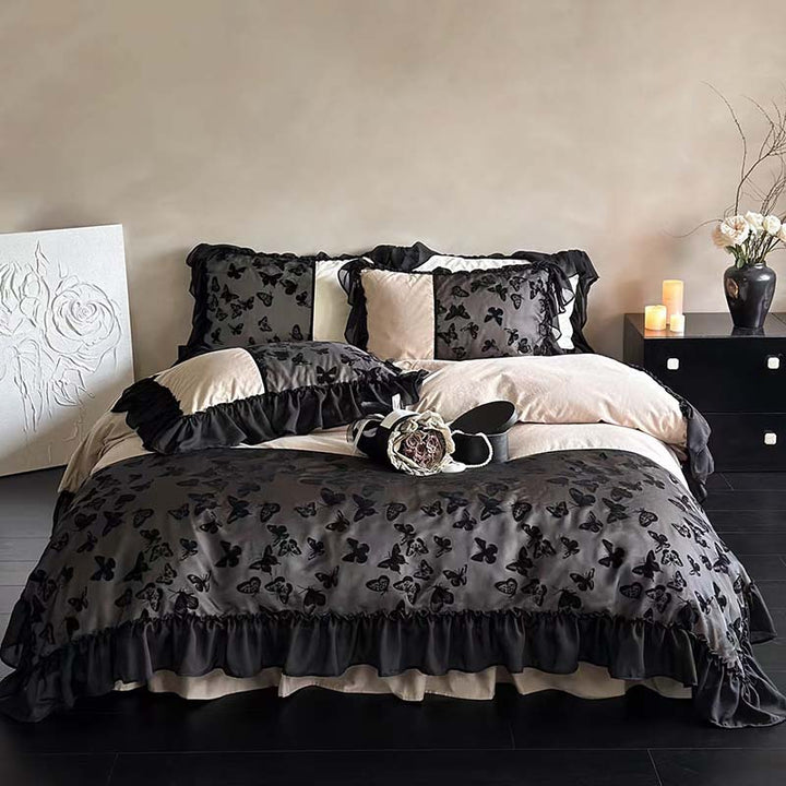 Romantic Butterfly Embroidery Bedding Set