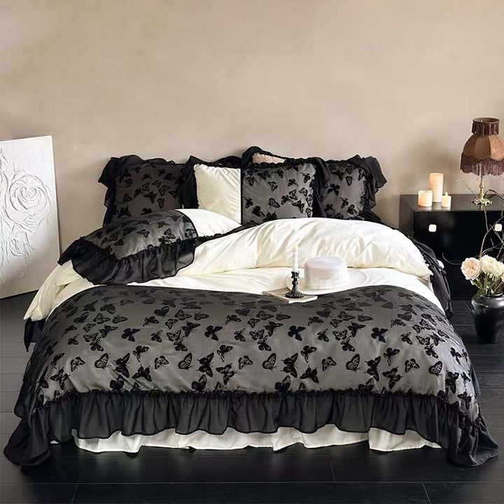 Romantic Butterfly Embroidery Bedding Set