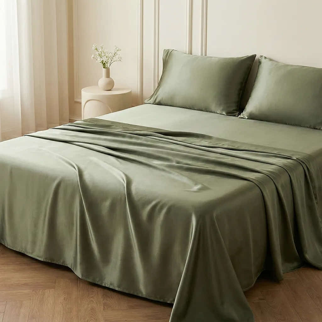 Sage Green 22 Momme Silk Flat Sheet