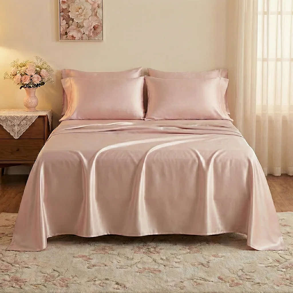 Soft Pink 19 Momme Silk Flat Sheet