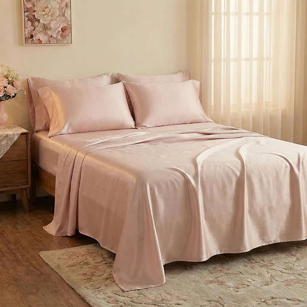 Soft Pink 19 Momme Silk Flat Sheet