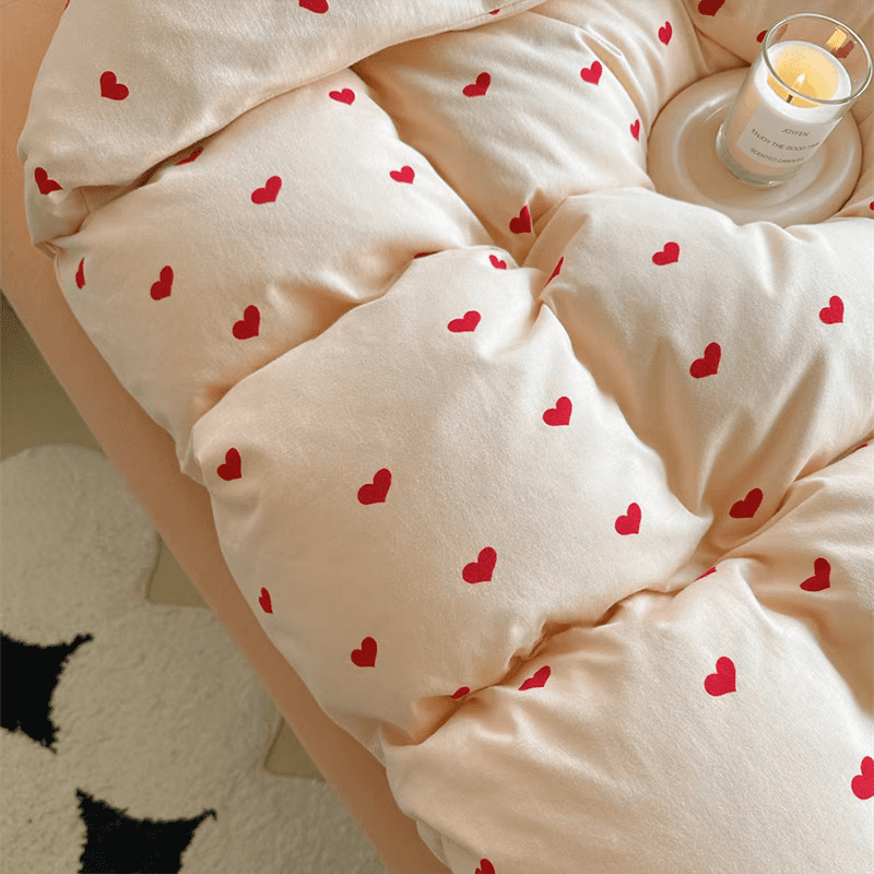 Soft Red Heart Bedding Set.