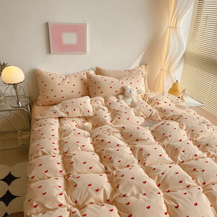 Soft Red Heart Bedding Set.