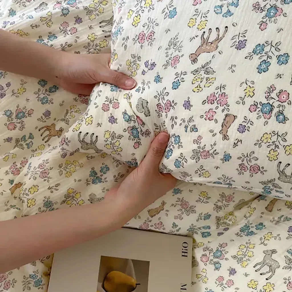 Spring Meadow Muslin Duvet Cover Set