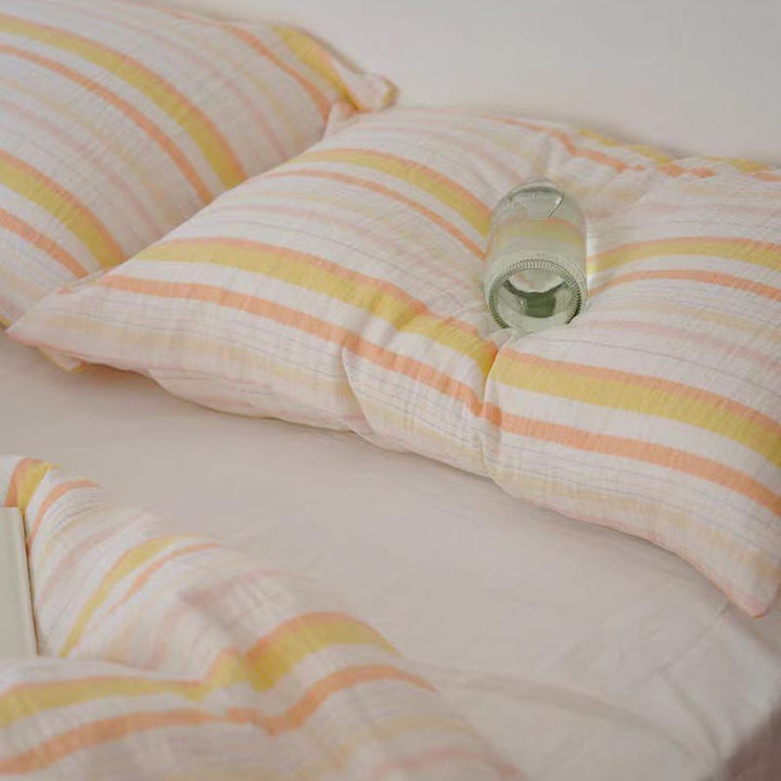 Summer Orange Juice Striped Bedding Set