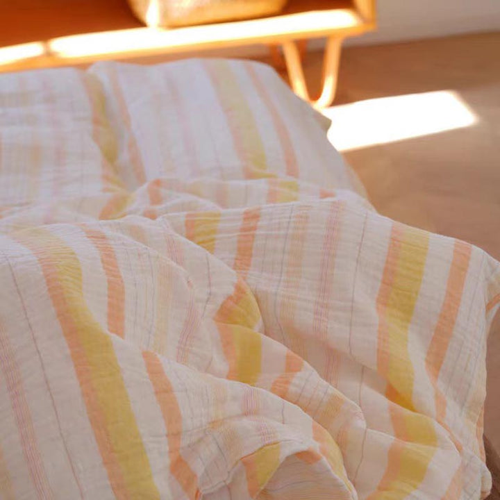 Summer Orange Juice Striped Bedding Set