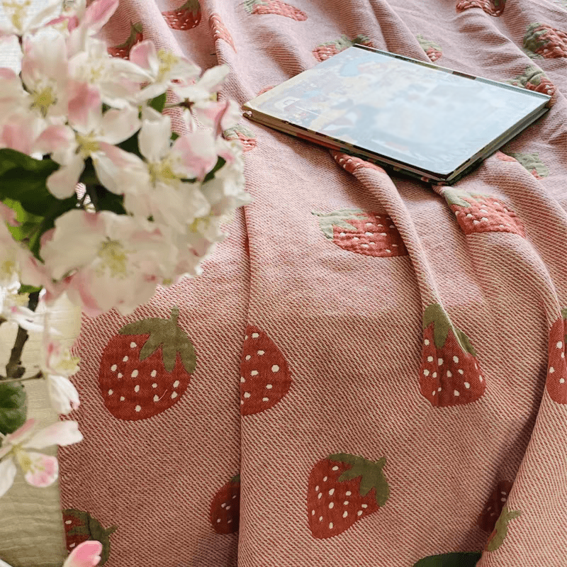 Sweet Strawberry Knitted Blanket