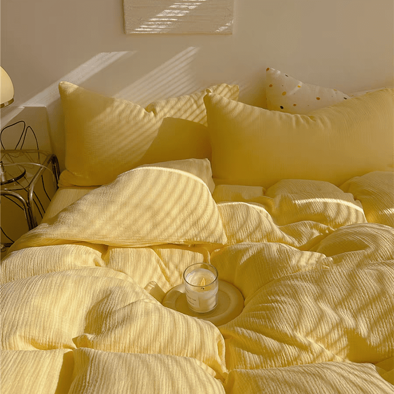 Texture Pastel Yellow Bedding Set.