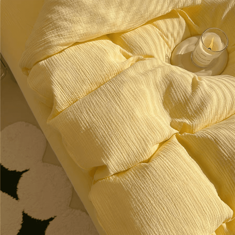 Texture Pastel Yellow Bedding Set.