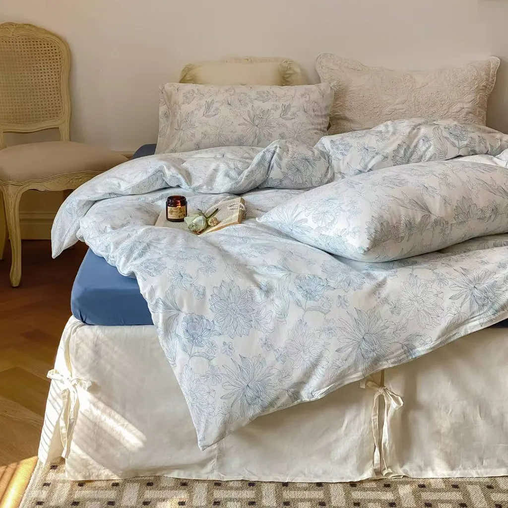 Toile Floral Cotton Bedding Set
