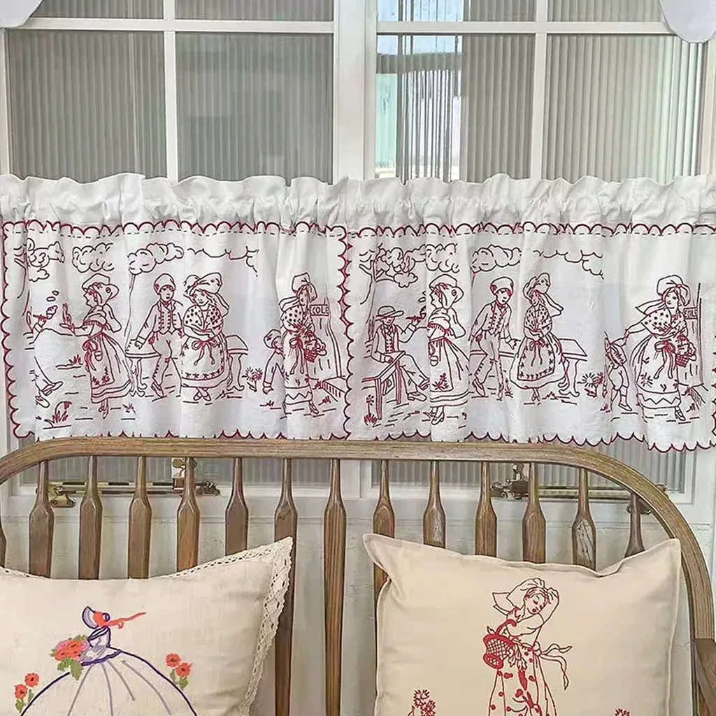 Vintage Embroidery Coffee Curtain
