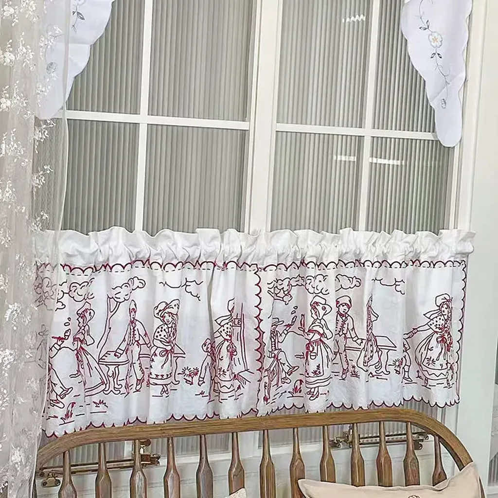 Vintage Embroidery Coffee Curtain