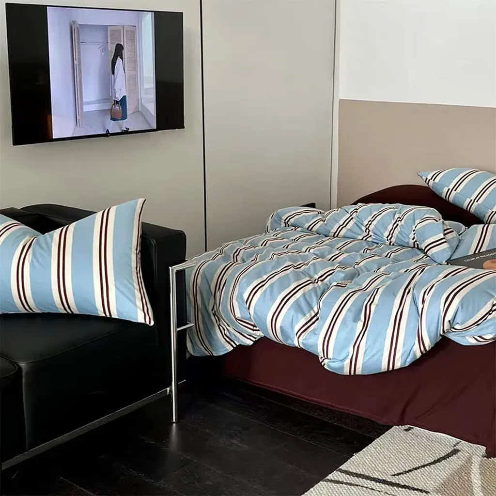 Vintage Navy Striped Duvet Cover