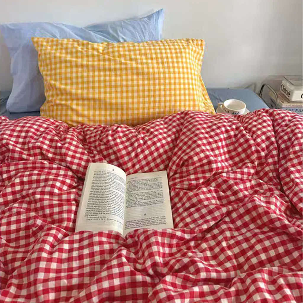 Vintage Red Gingham Duvet Cover