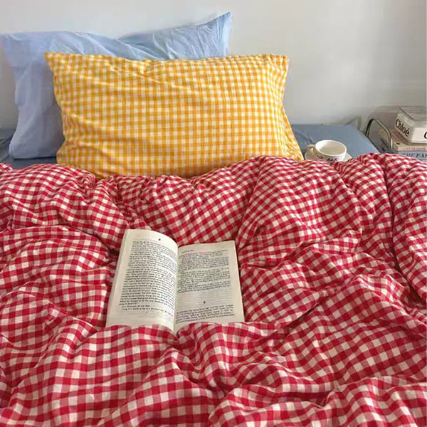 Vintage Red Gingham Duvet Cover