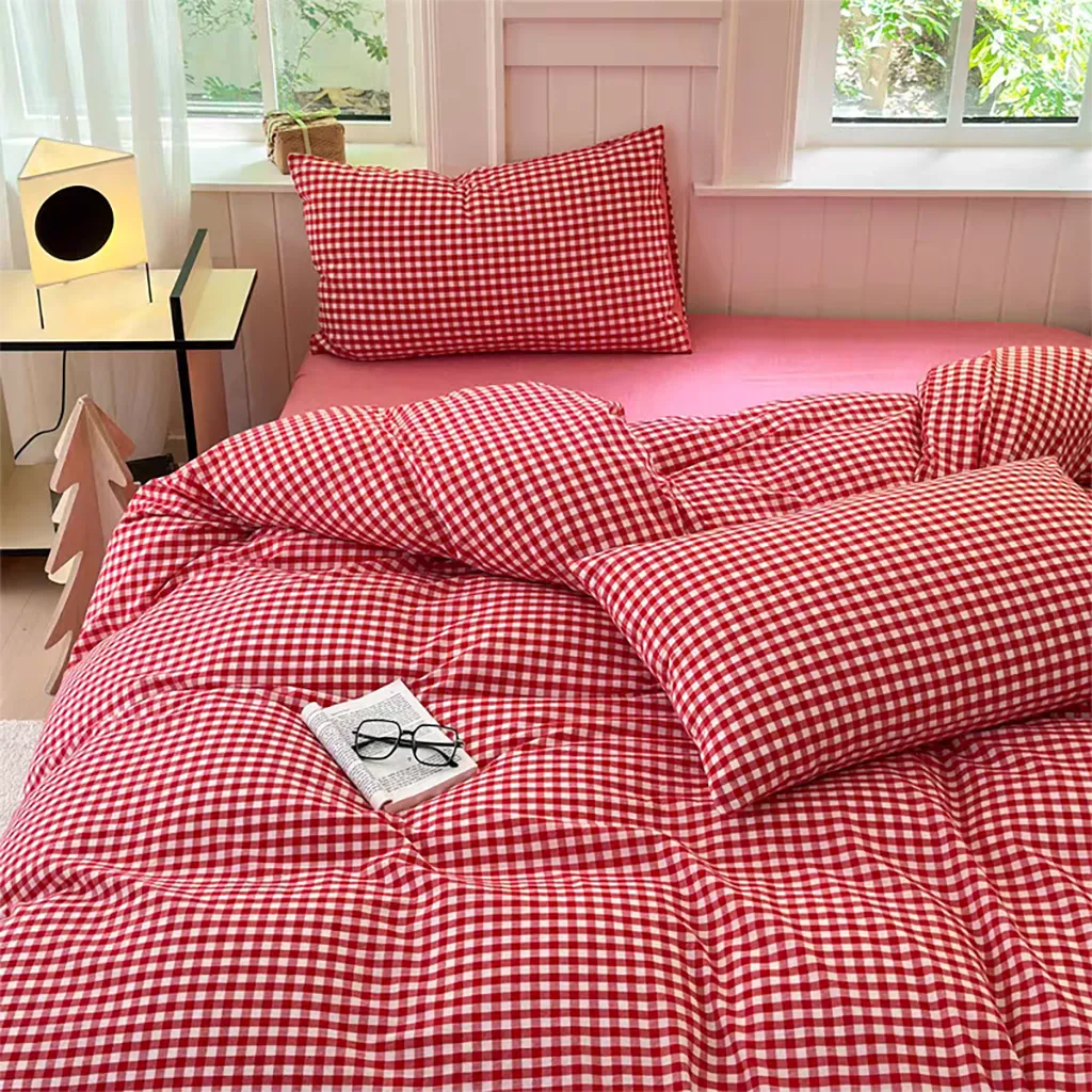 Vintage Red Gingham Duvet Cover