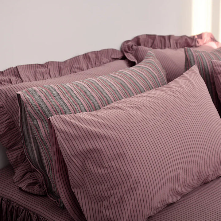 Vintage Purple Striped Duvet Cover Set