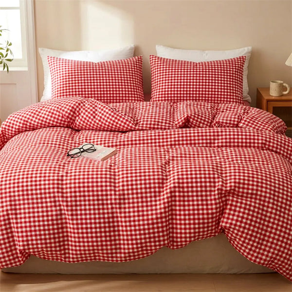 Vintage Red Gingham Duvet Cover