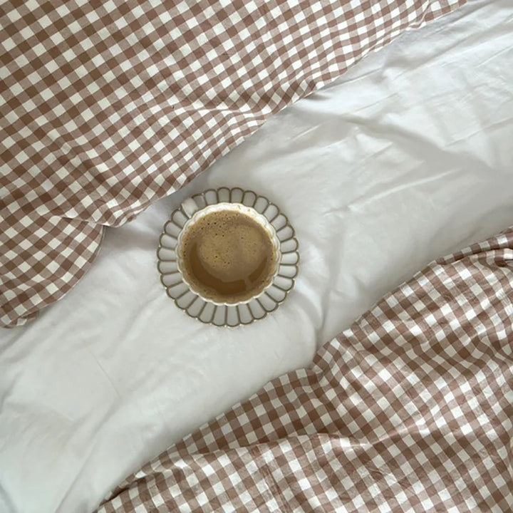 Cotton Small Gingham Duvet Cover - Baby Pink