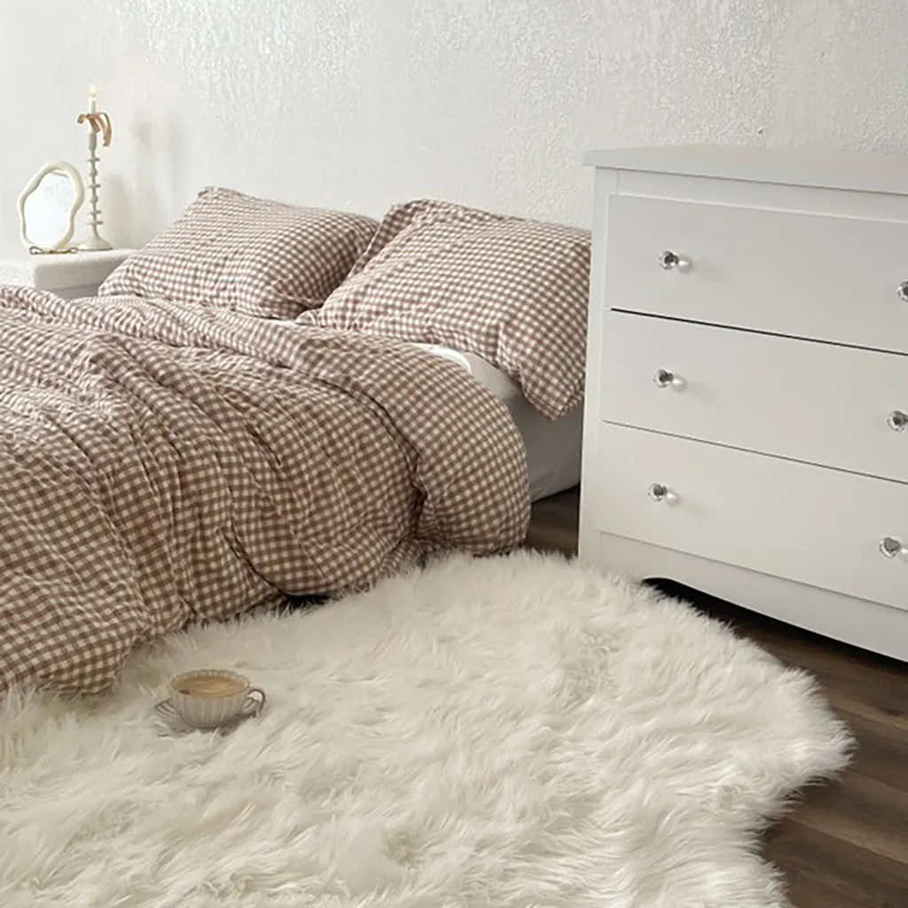 Cotton Small Gingham Duvet Cover - Baby Pink