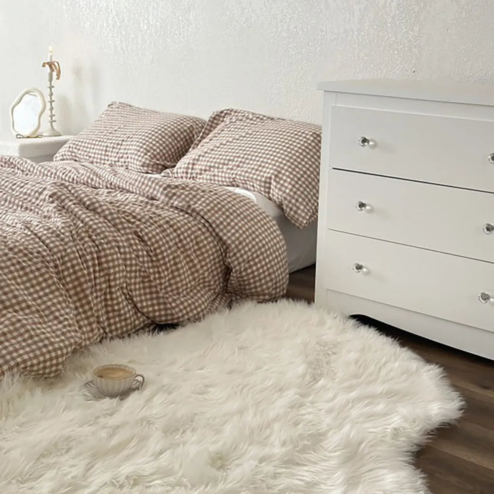 Cotton Small Gingham Duvet Cover - Blue