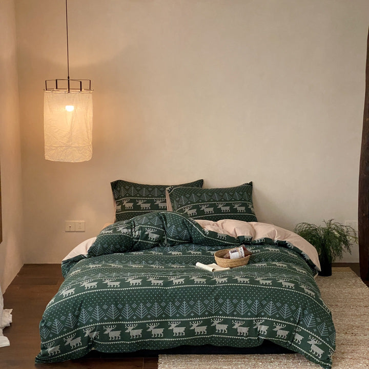 Alpine Fair Isle Cotton Jersey Bedding Set original reference image 1