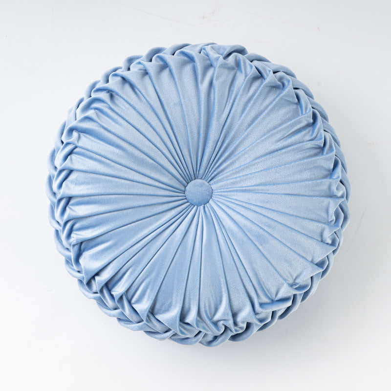 Colorful Round Pleated Velvet Cushion