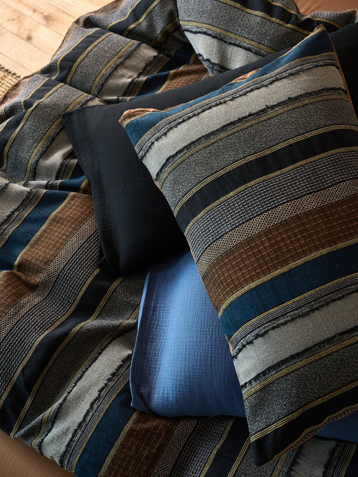 Boho Stripe Cotton Clip-Jacquard Duvet Cover - Blue original reference image 6