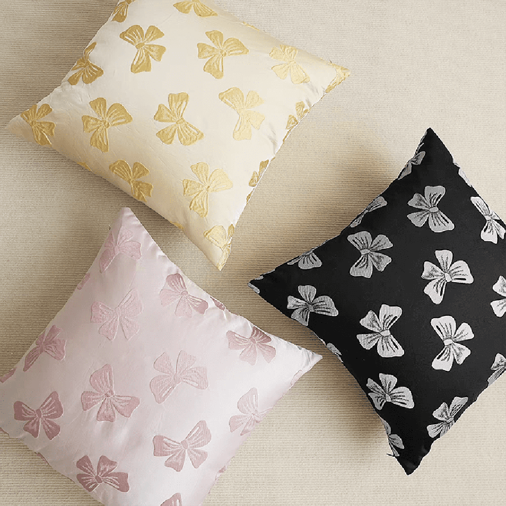 Bow Jacquard Throw Pillow