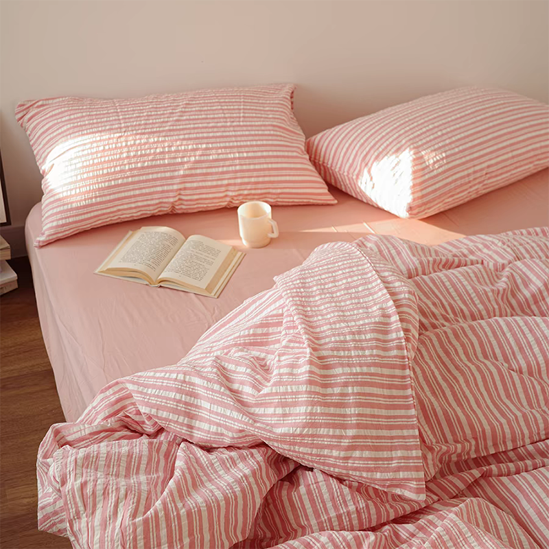 Bubble Pink Stripes Bedding Set