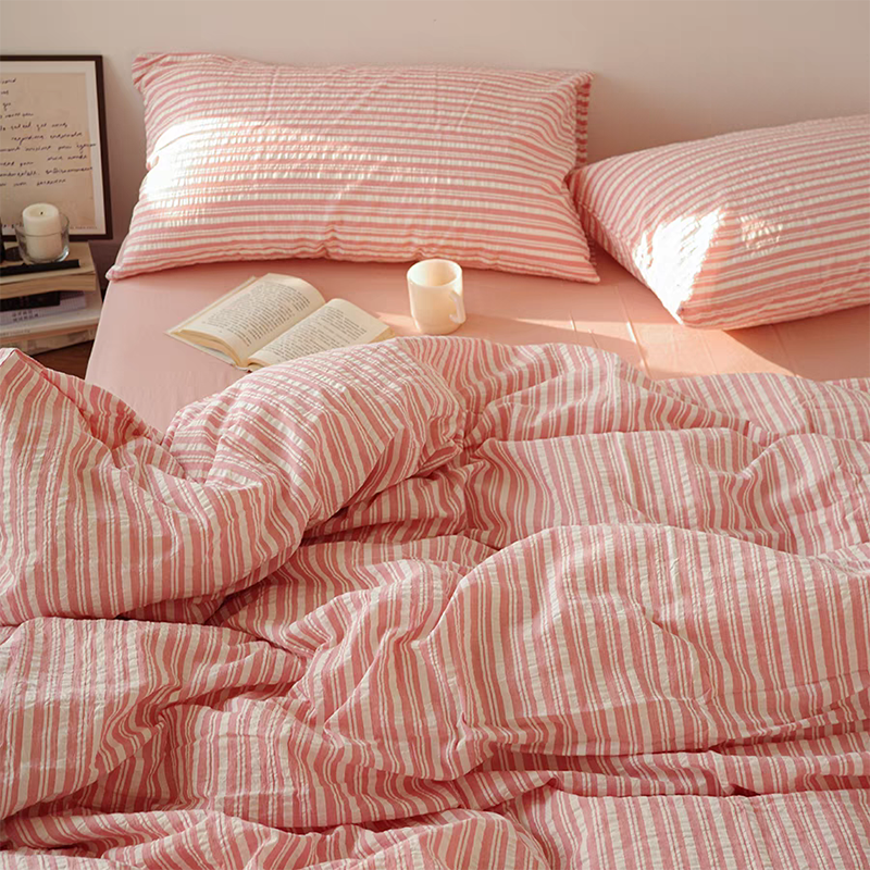 Bubble Pink Stripes Bedding Set