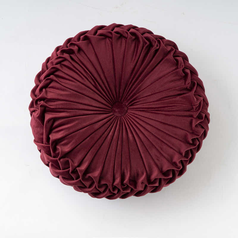 Colorful Round Pleated Velvet Cushion