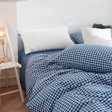 Cotton Small Gingham Pillowcases - Baby Blue