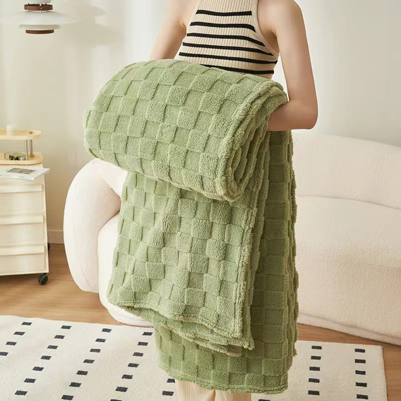 Cozy Plaid Fleece Blanket - Green
