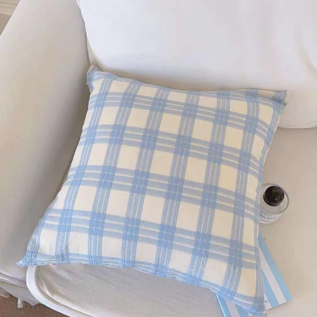 Cream Plaid Throw Pillow