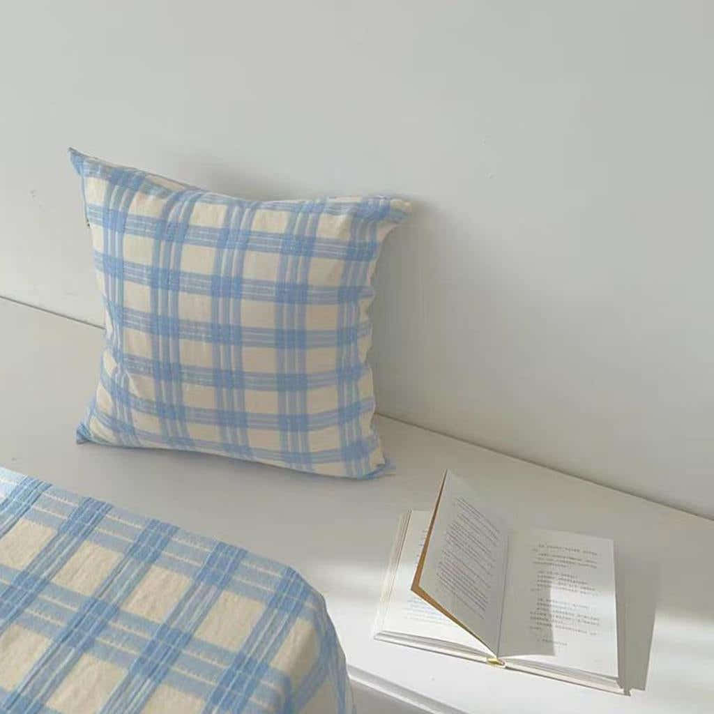 Cream Plaid Throw Pillow
