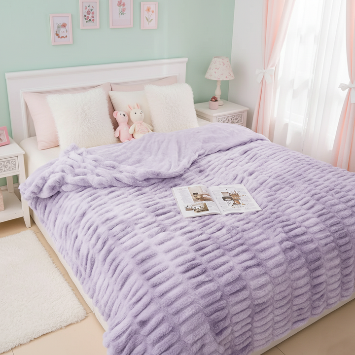 Purple Cinched Faux Fur Blanket