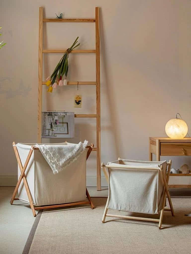 Foldable Cotton Canvas Household Laundry Hamper