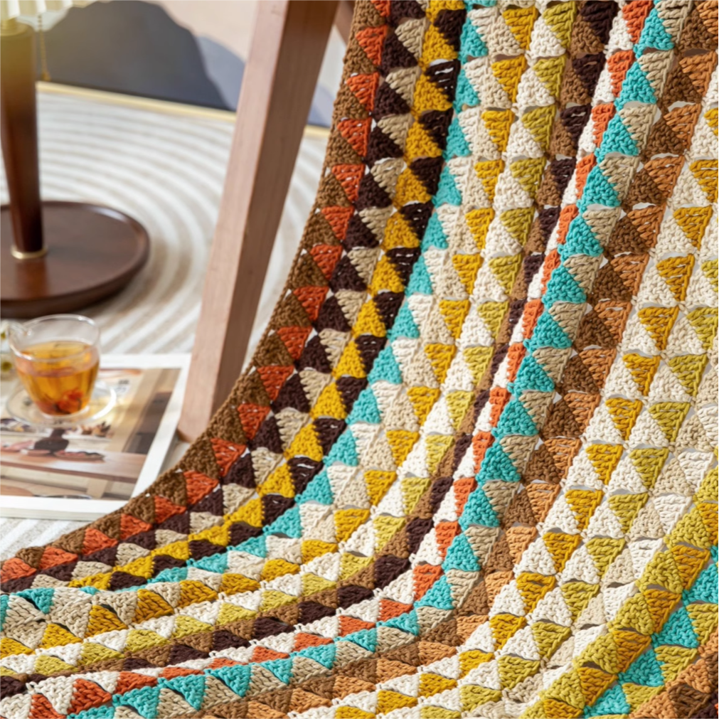 Geometric Triangle Hand Crochet Blanket
