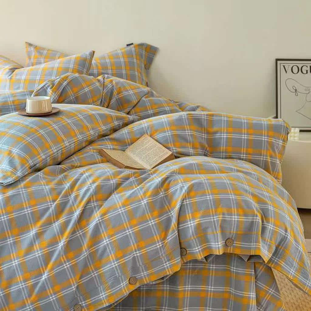 Gingham Bedding Set - Yellow