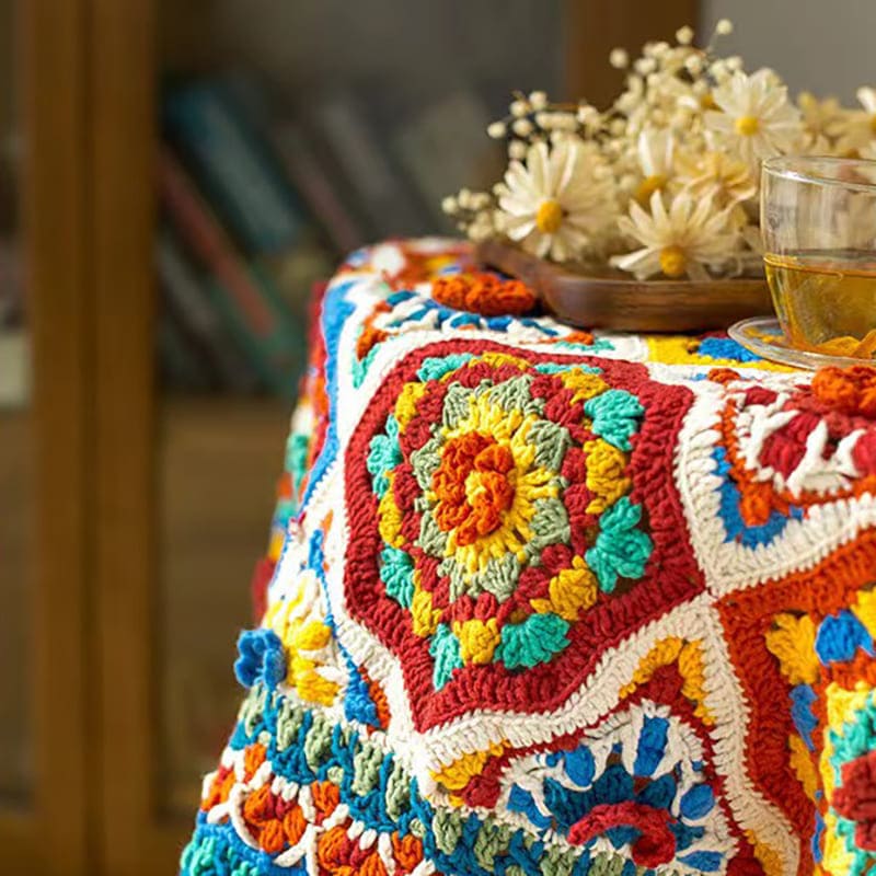 Couverture au crochet de style marocain faite à la main