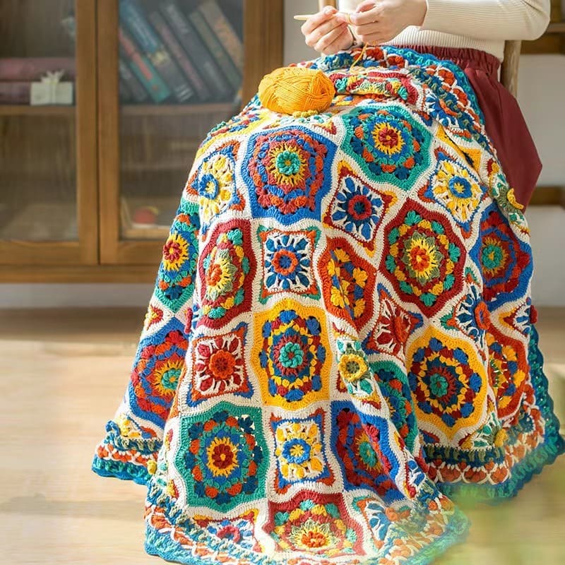 Couverture au crochet de style marocain faite à la main