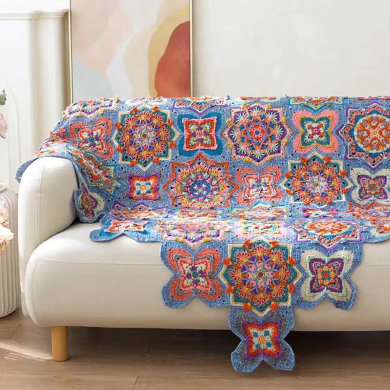 Handmade Moroccan Zellige Style Crochet Blanket