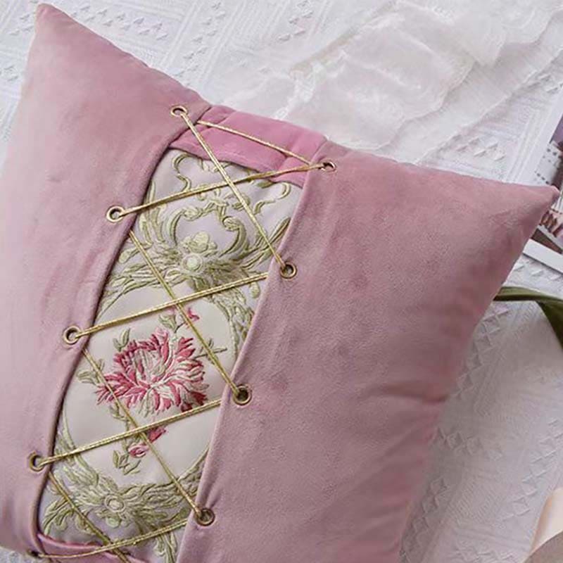 Lace-up Décor Throw Pillow - Pink