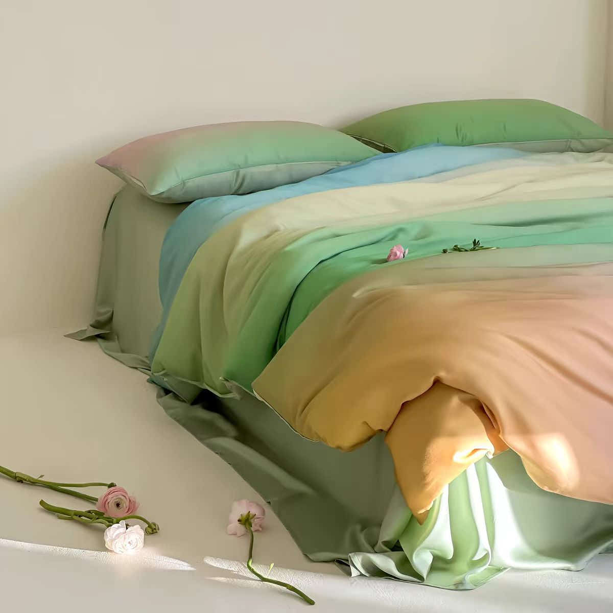 Luxury Ombre Aurora Duvet Cover - Green