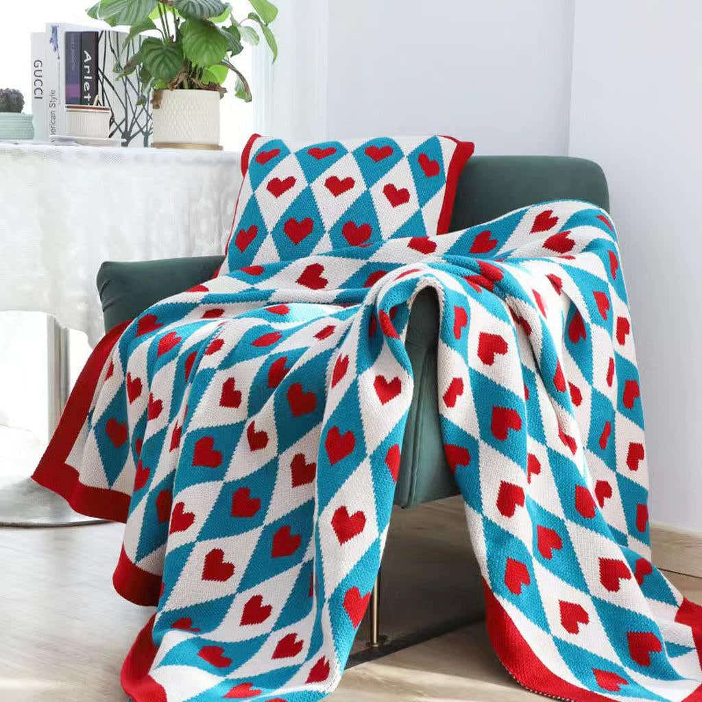 Red Heart Knitted Blanket