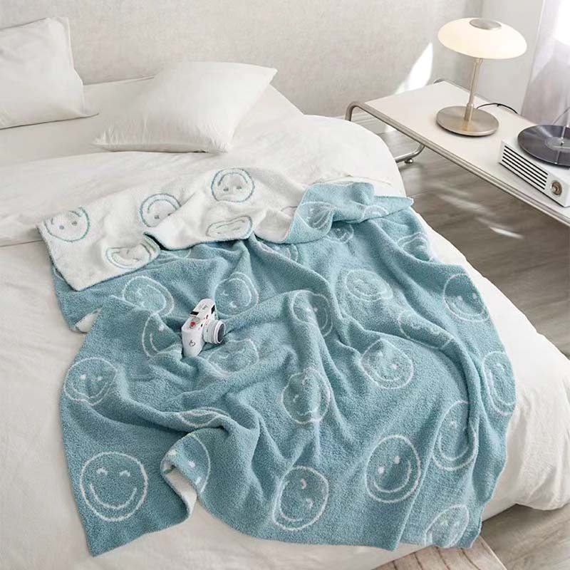Smiley Face Blanket - Baby Blue