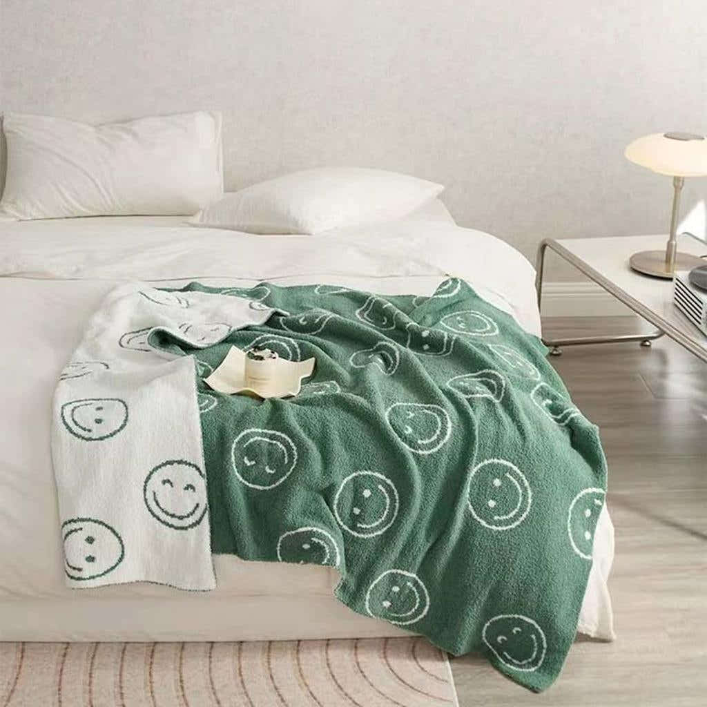 Smiley Face Blanket - Green