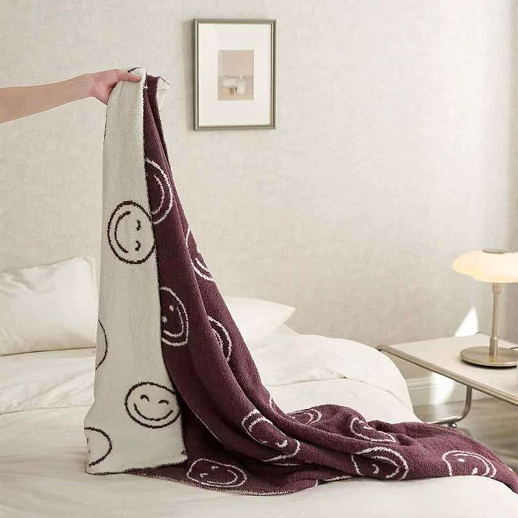 Smiley Face Blanket - Purple